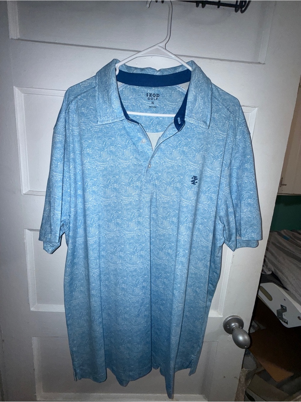 Izod Light Blue Patterned Golf Polo
